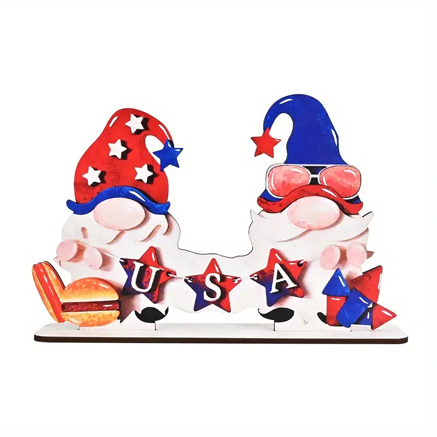 Patriotic Gnome Wooden Tabletop Sign