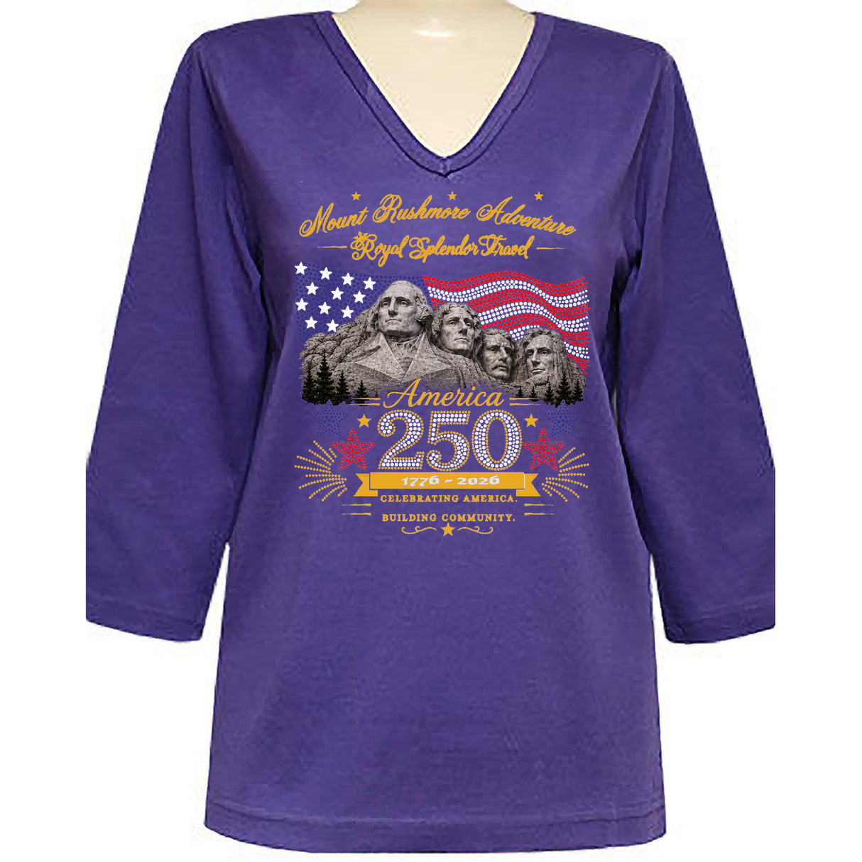 Royal Mt. Rushmore 3/4 V-Neck Classic