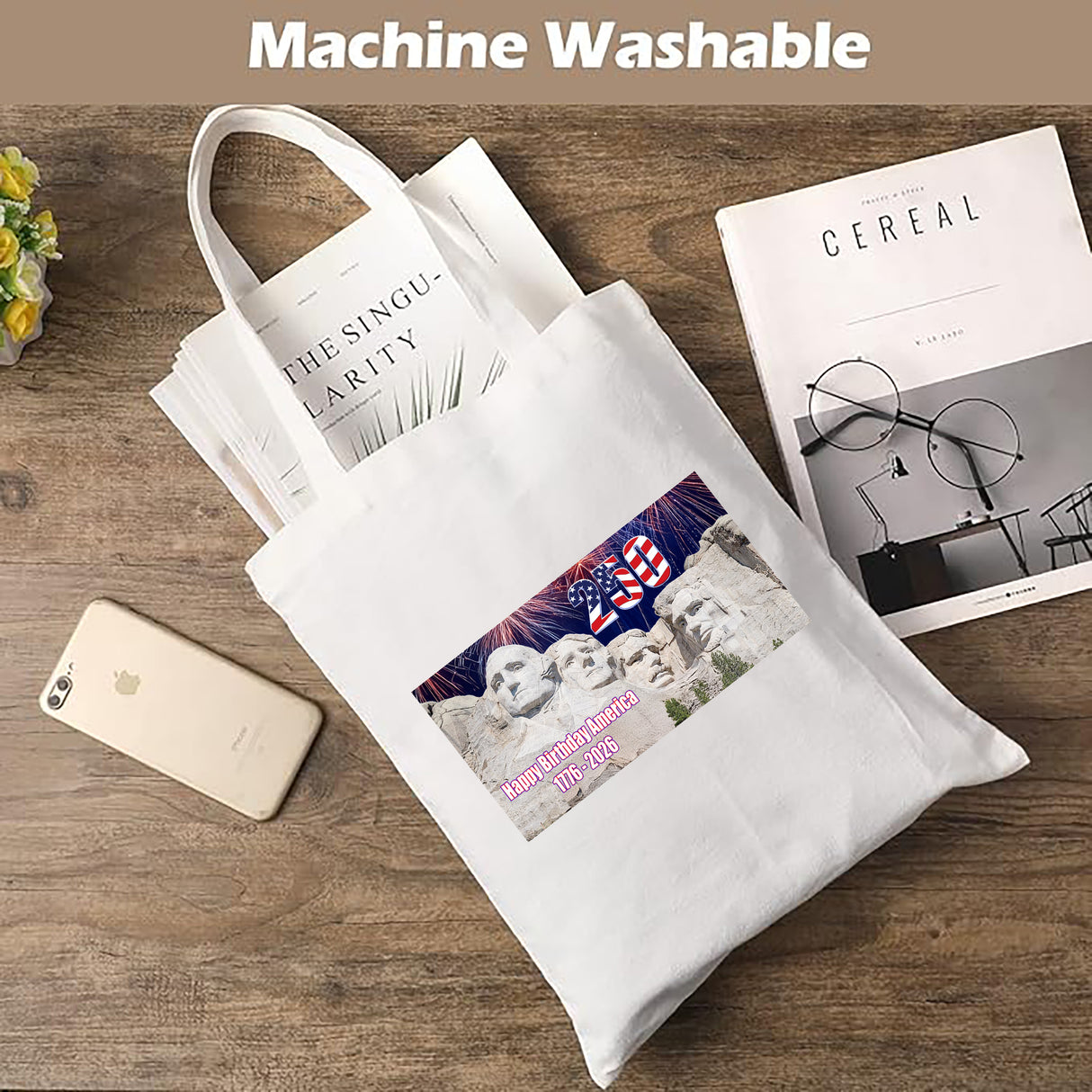 250 America Birthday Canvas Tote