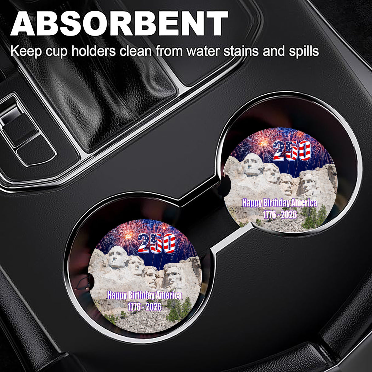 250 American Birthday Car Coasters Set of 2