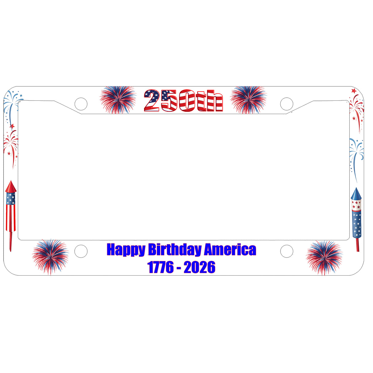 250 American Birthday License Plate Frame