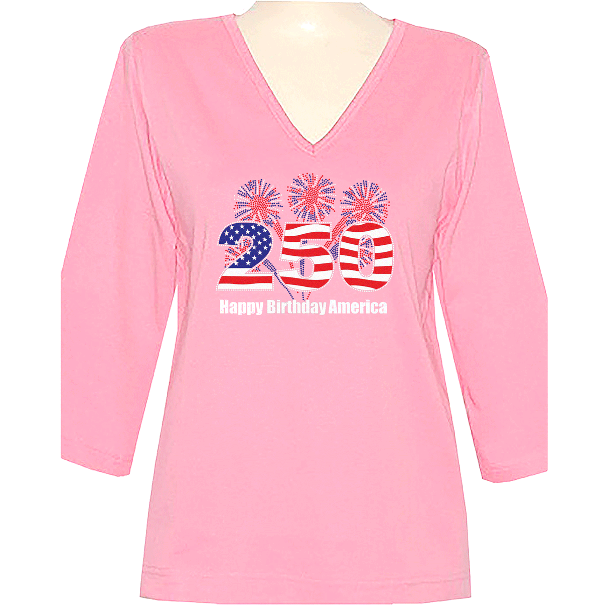 250 American Birthday 3/4 V-Neck Classic