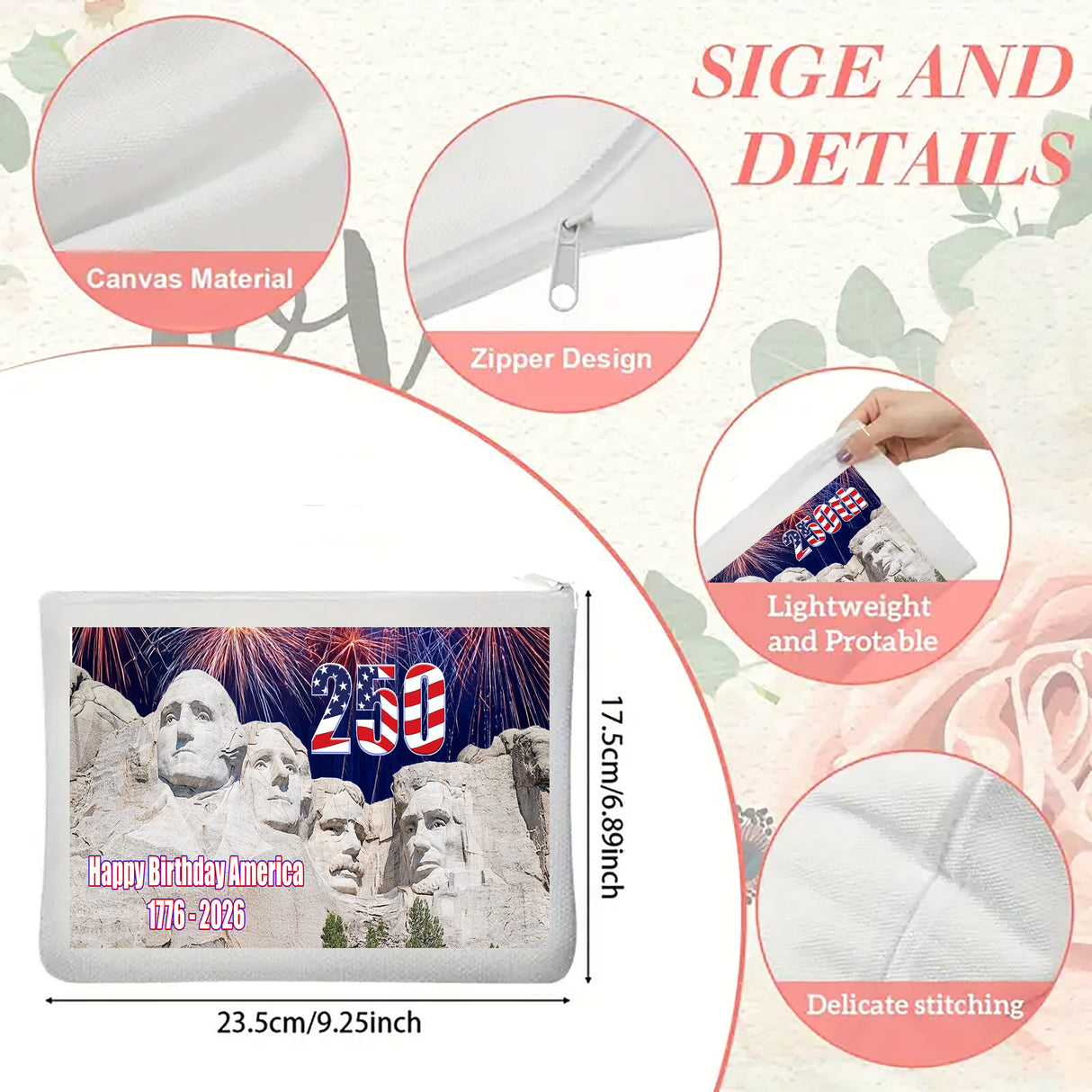 250 America Birthday Makeup Bag