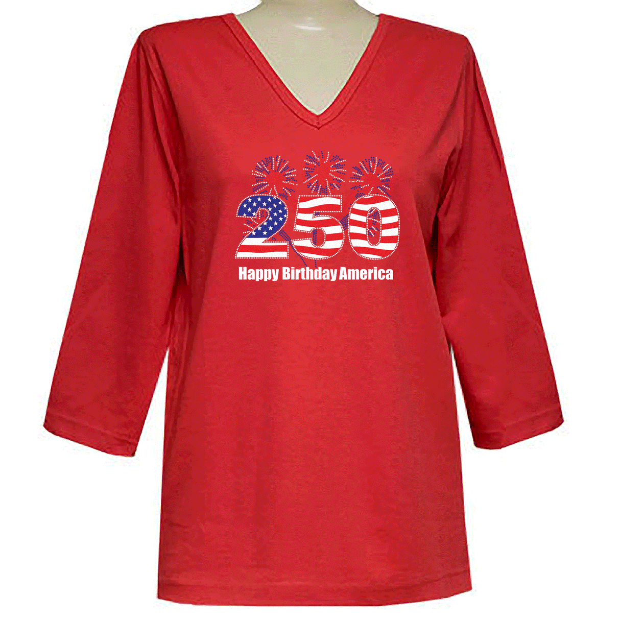 250 American Birthday 3/4 V-Neck Classic