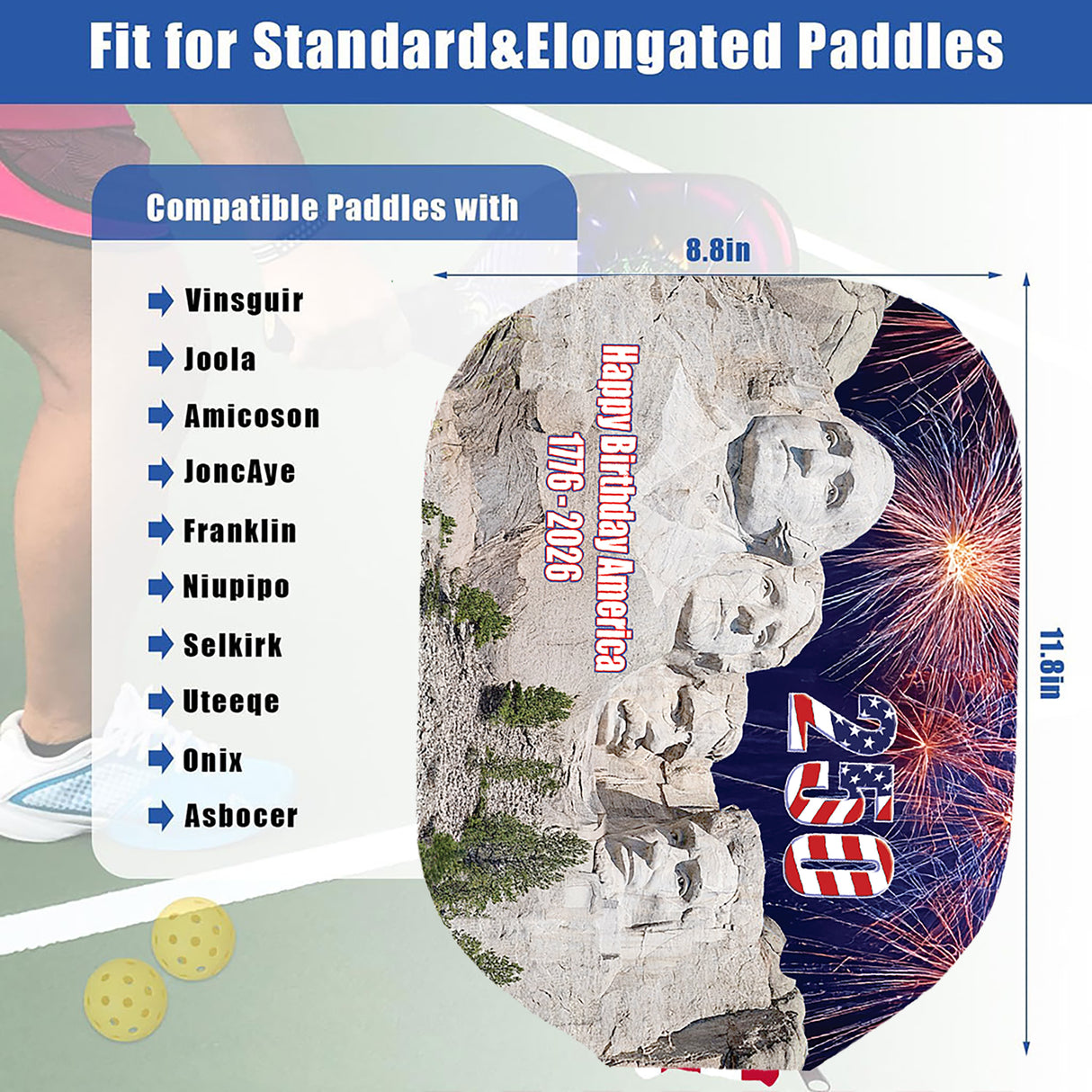 250 America Birthday Pickle Ball Cover