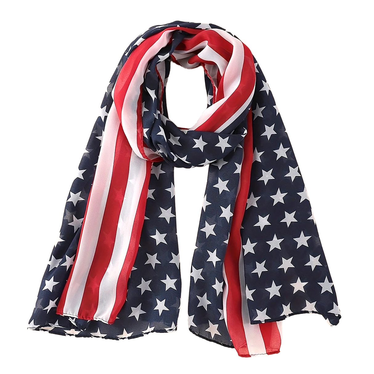 USA Flag Print Chiffon Scarf