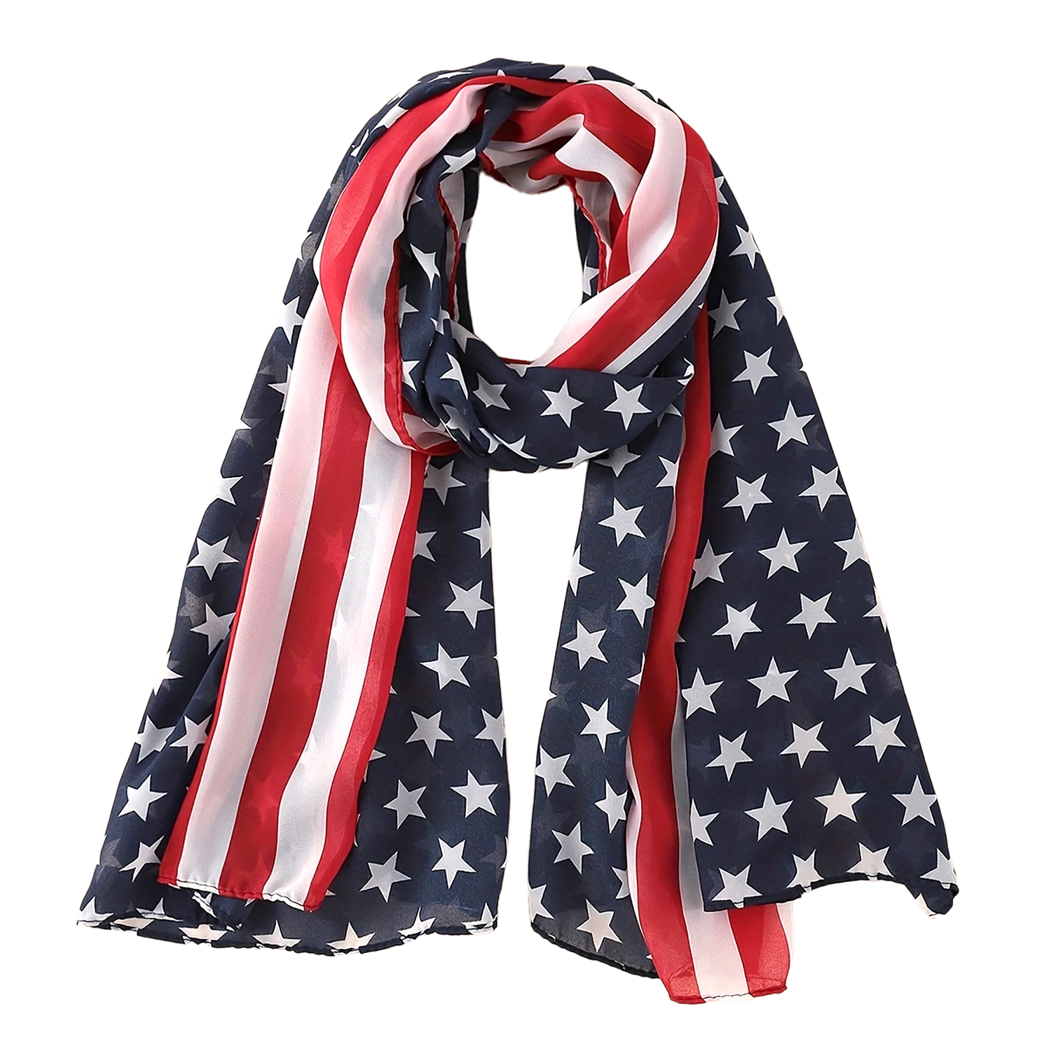 USA Flag Print Chiffon Scarf