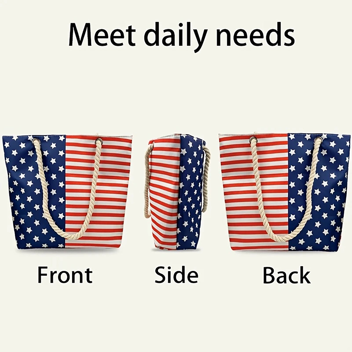 American Flag Canvas Tote Bag