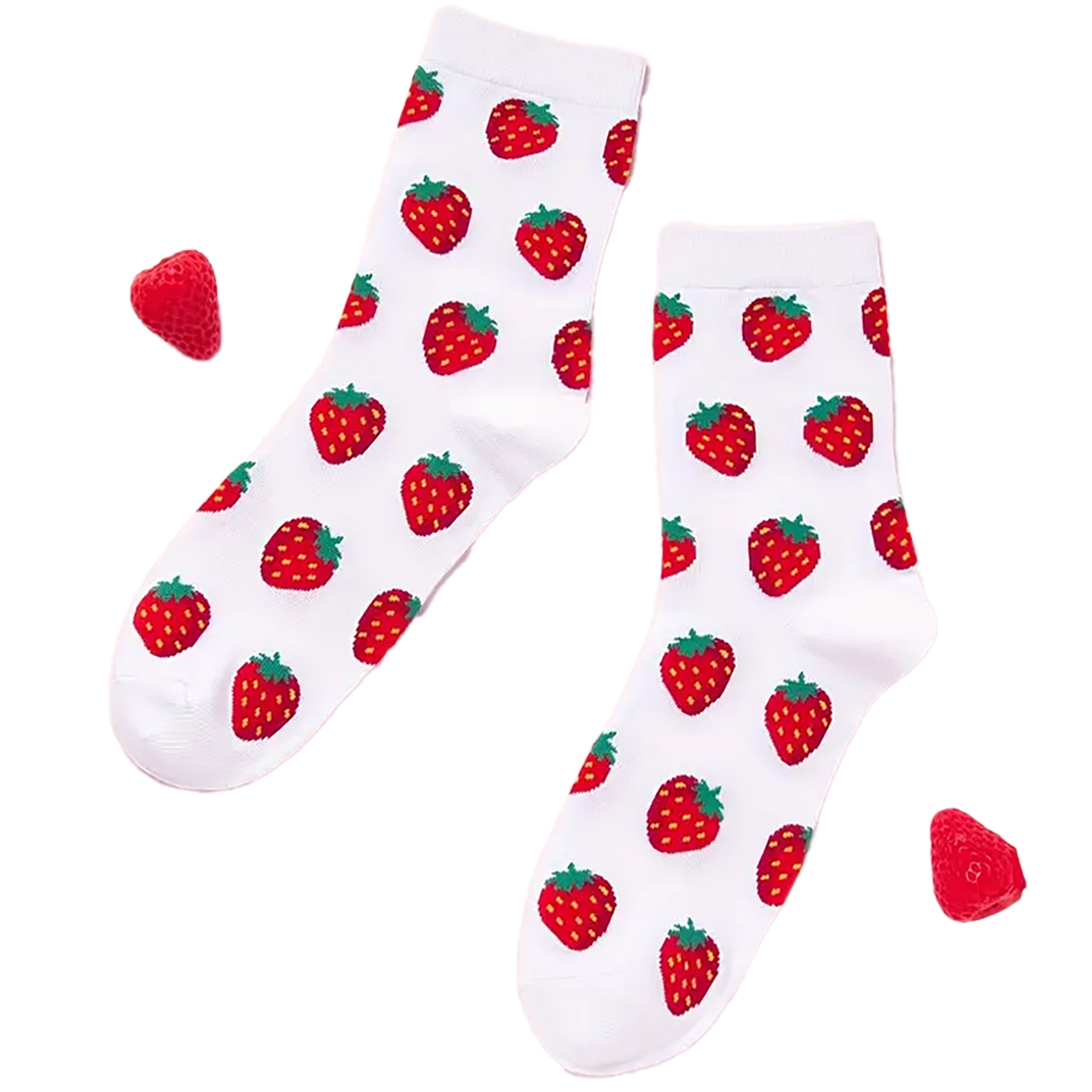 Strawberry Pattern Mid-Calf Socks