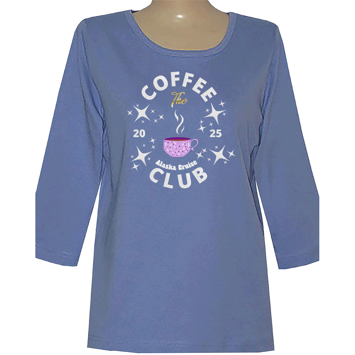Cozy Coffee Club 3/4 Scoop Neck