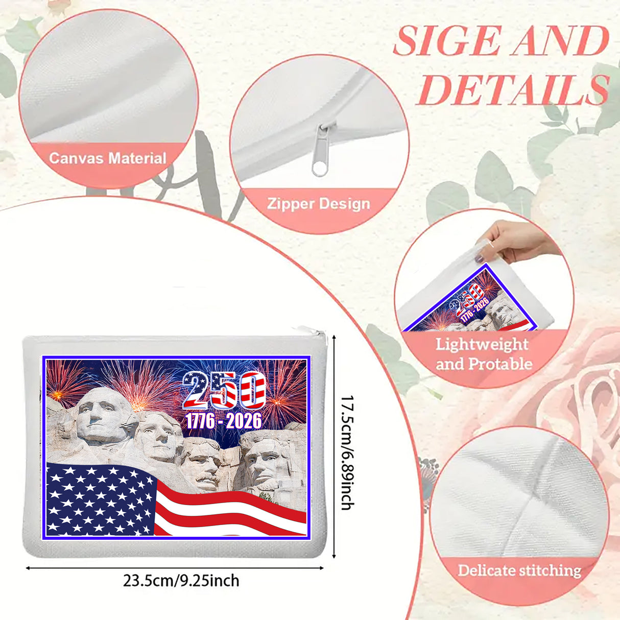 250 America Birthday Makeup Bag