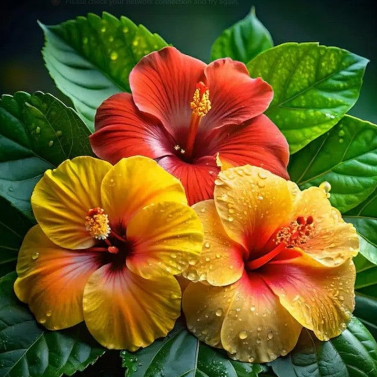 Hibiscus Trio Diamond Art