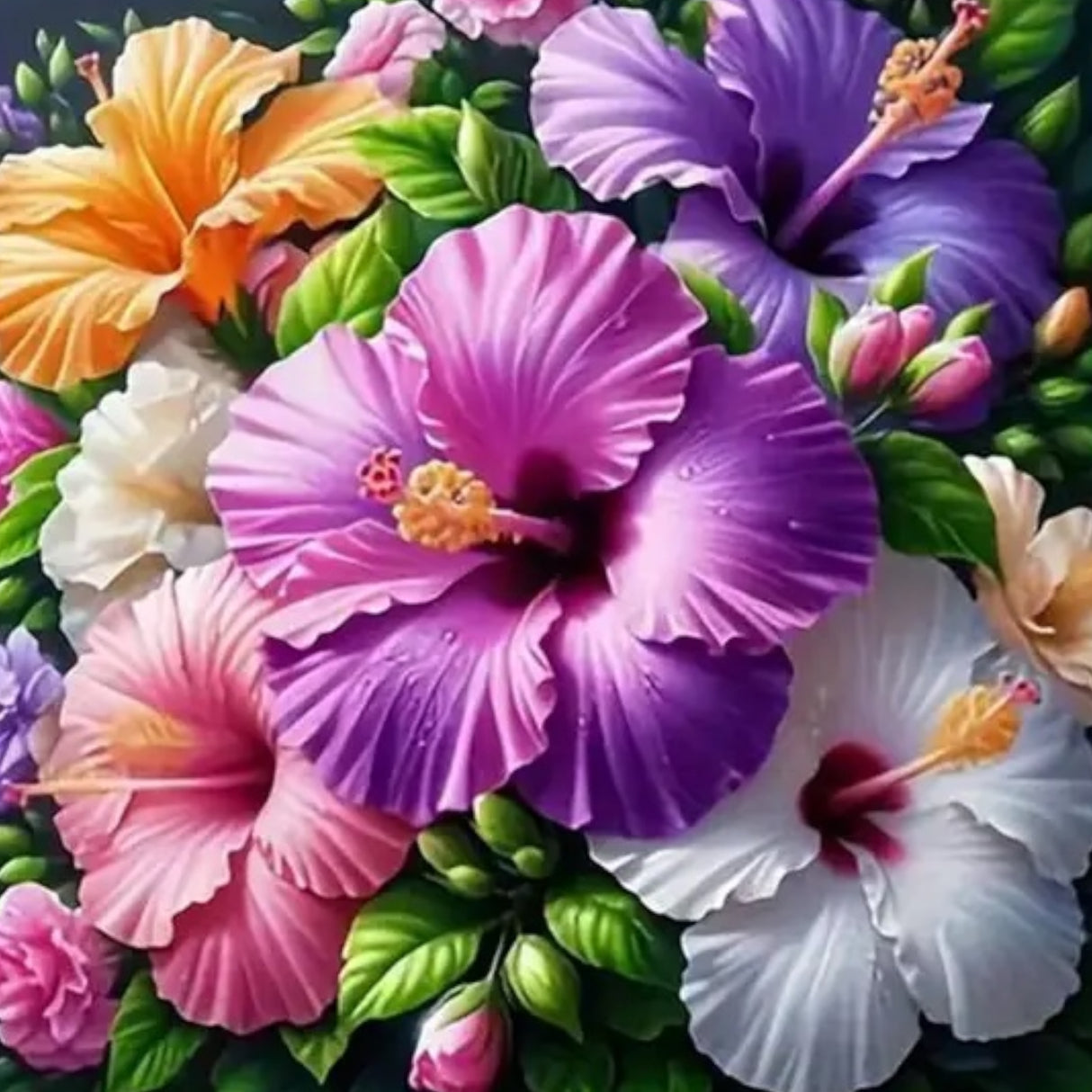 Hibiscus Design Diamond Art