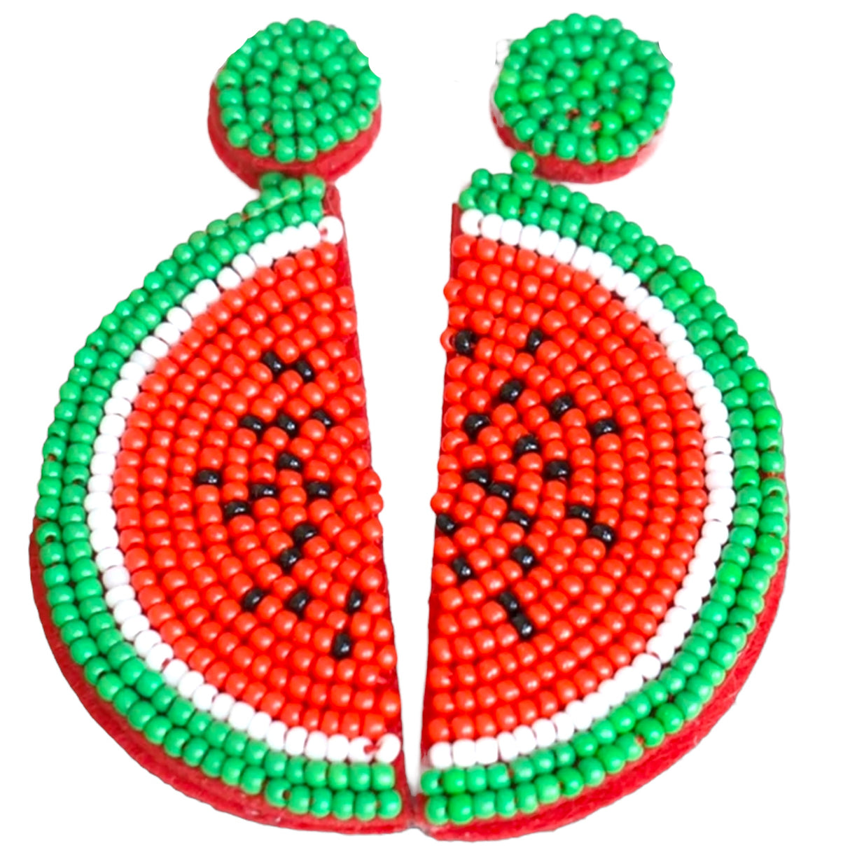 Beaded Watermelon Drop Earrings