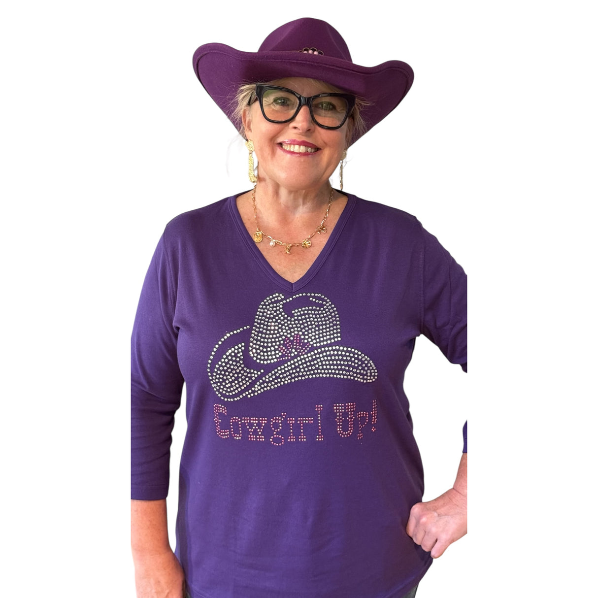 Cowgirl Up 3/4 V-Neck Shirt