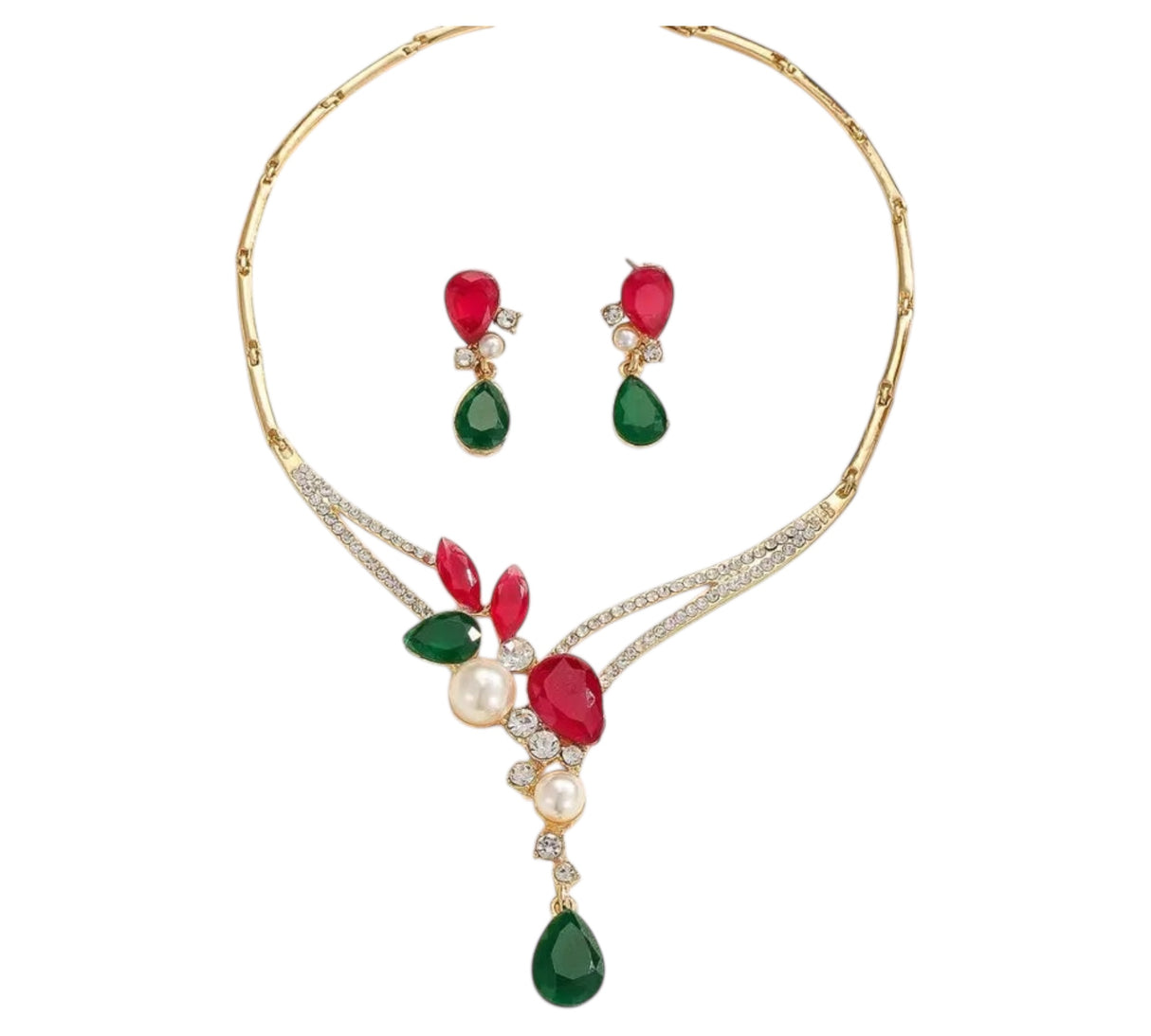 Christmas Pearl Pendant Necklace Set