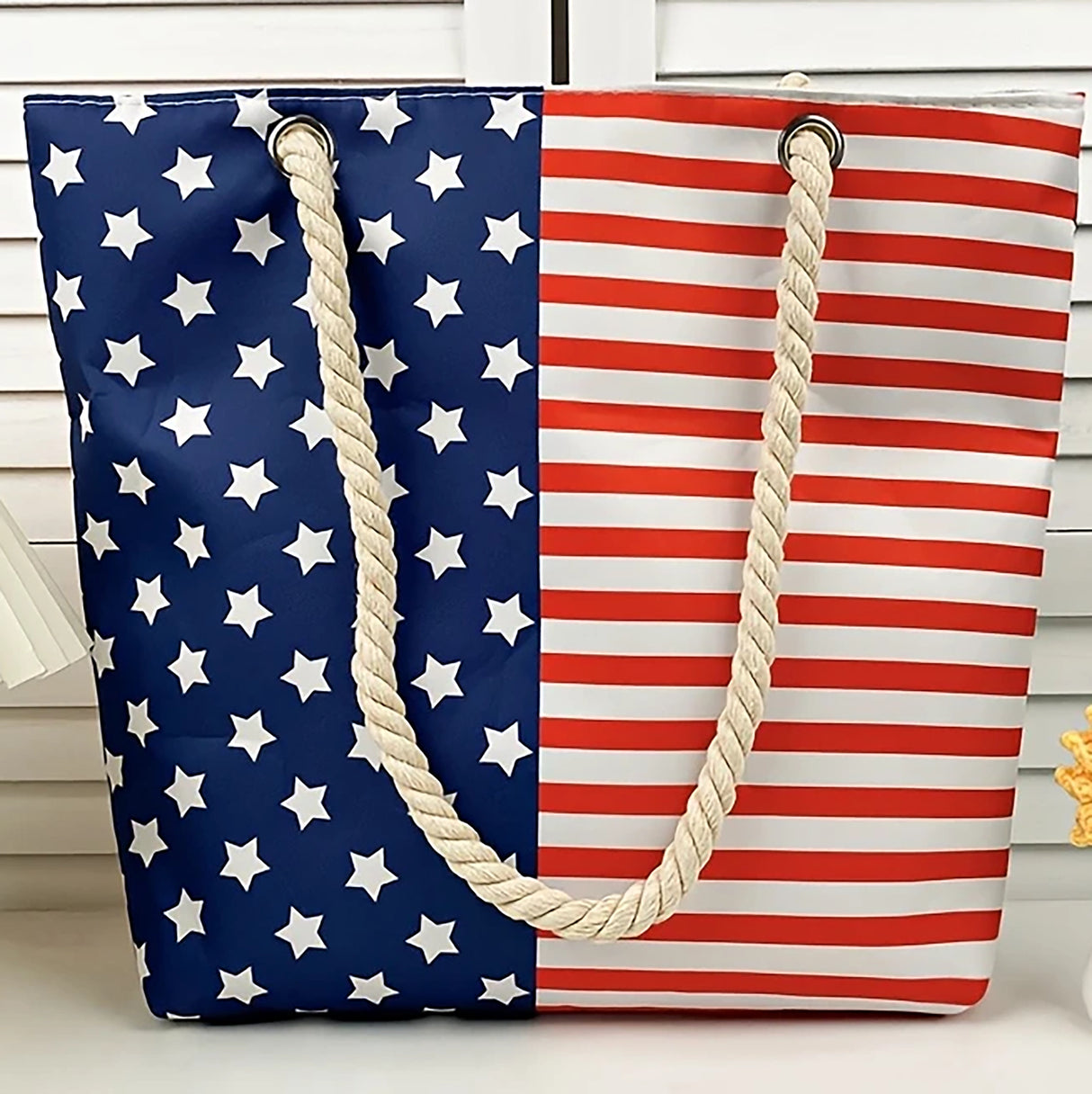 American Flag Canvas Tote Bag