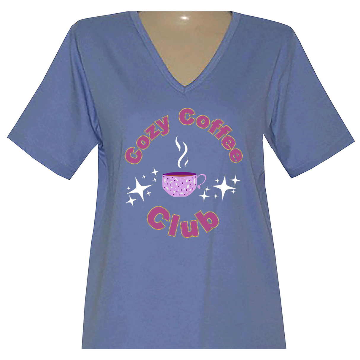 Cozy Coffee Club Short Sleeve V Neck