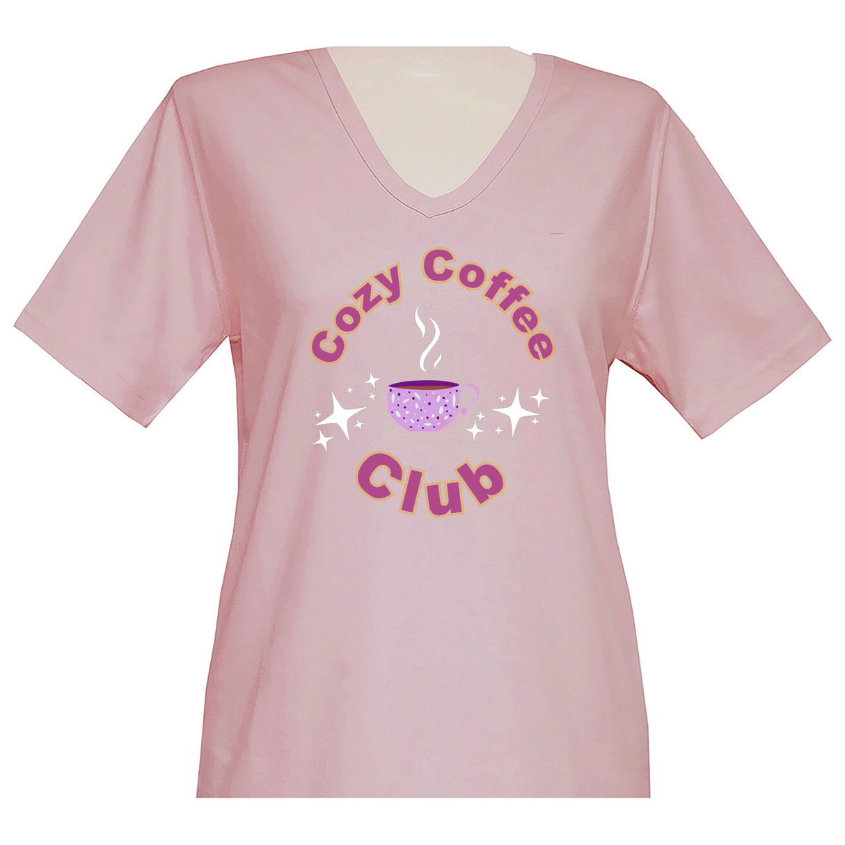 Cozy Coffee Club Short Sleeve V Neck