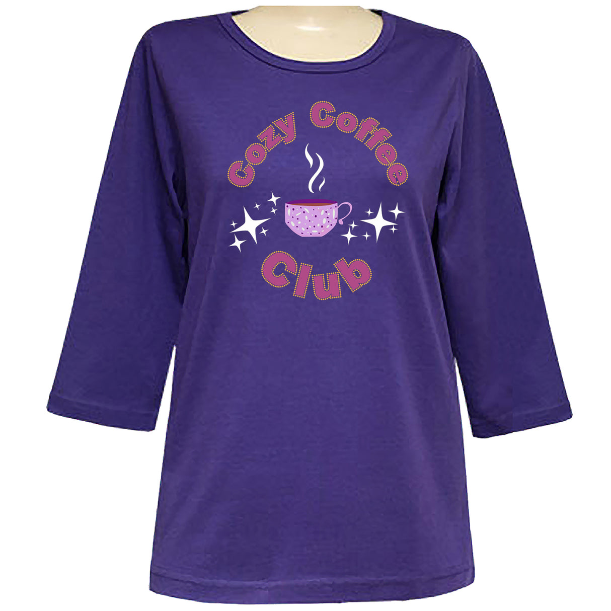 Cozy Coffee Club 3/4 Scoop Neck