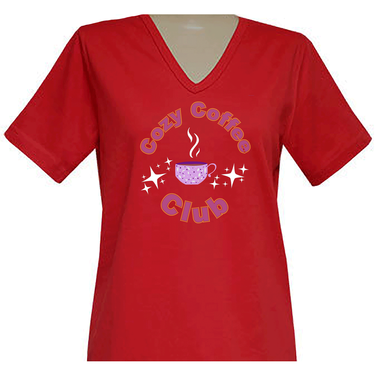 Cozy Coffee Club Short Sleeve V Neck