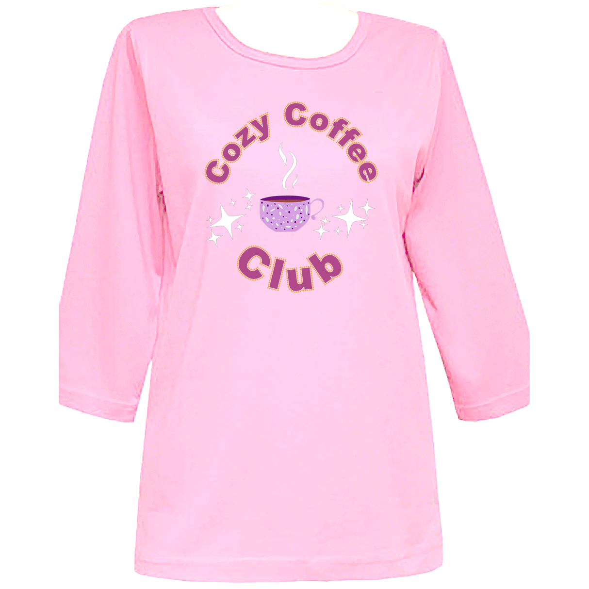 Cozy Coffee Club 3/4 Scoop Neck
