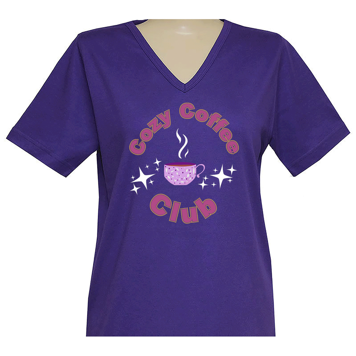 Cozy Coffee Club Short Sleeve V Neck