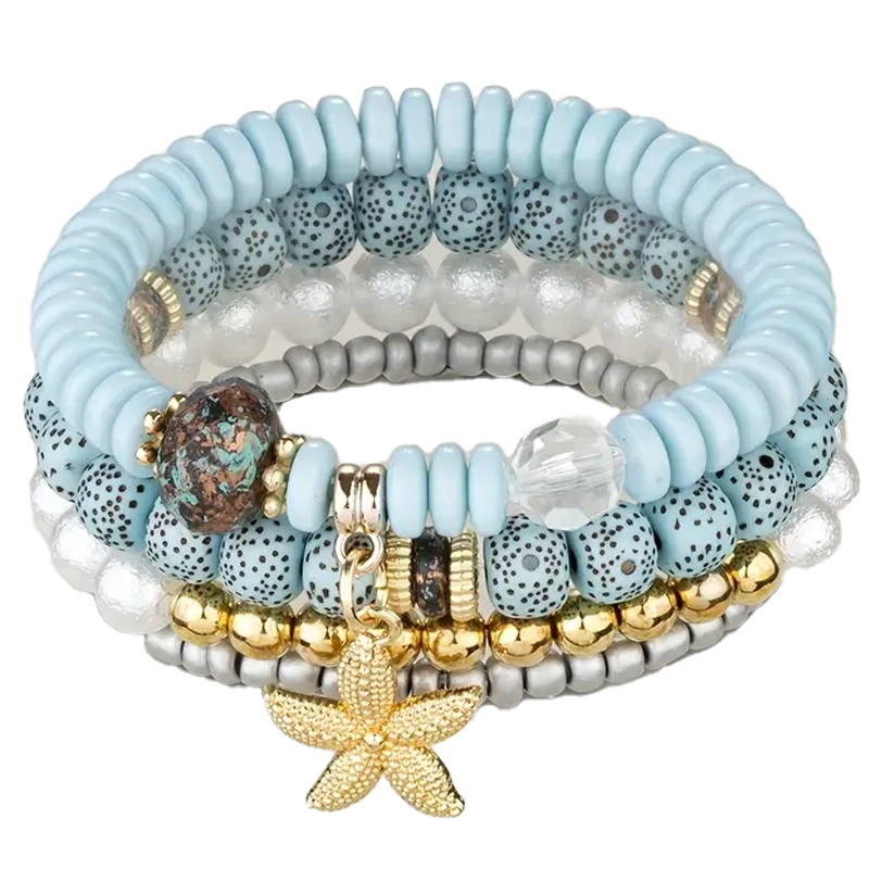 4pcs Bohemian Starfish Beaded Bracelet Set