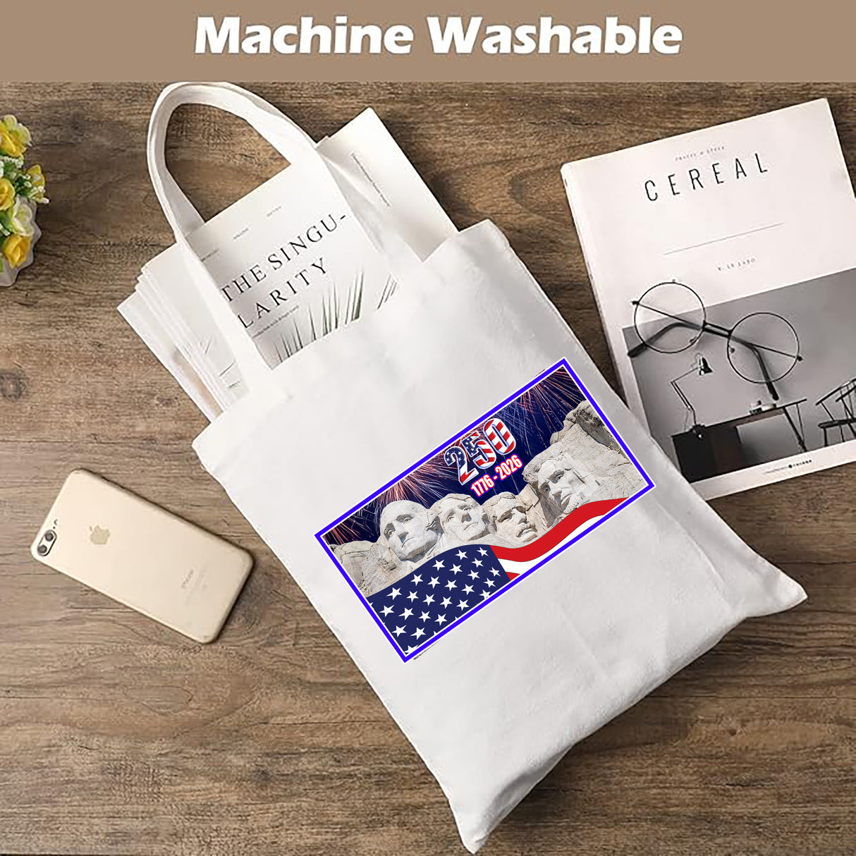 250 America Birthday Canvas Tote