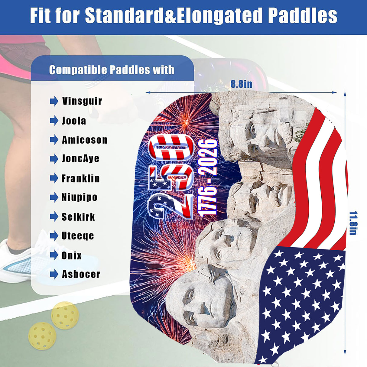 250 America Birthday Pickle Ball Cover