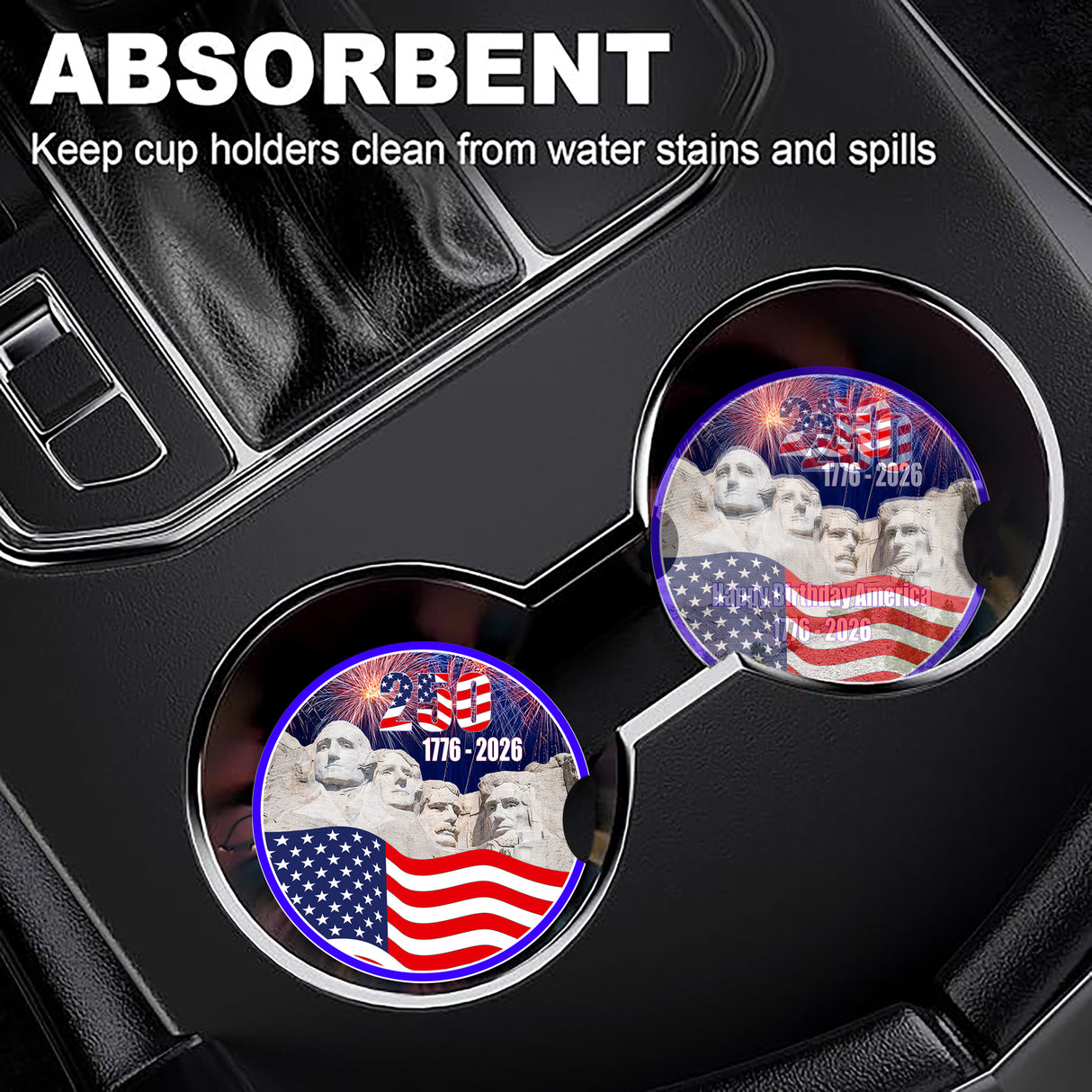 250 American Birthday Car Coasters Set of 2