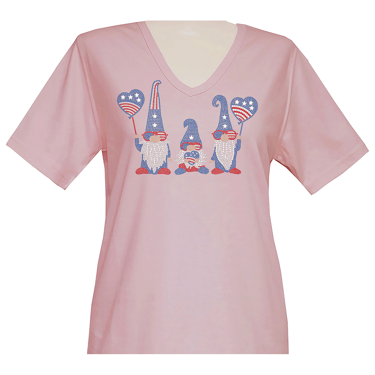 Americana Gnomes Short Sleeve V Neck