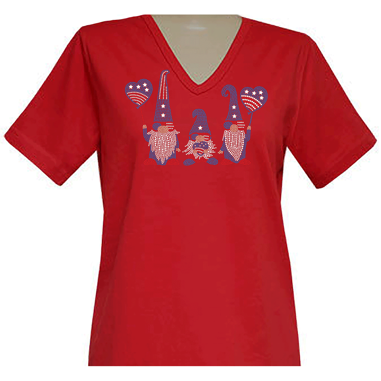 Americana Gnomes Short Sleeve V Neck