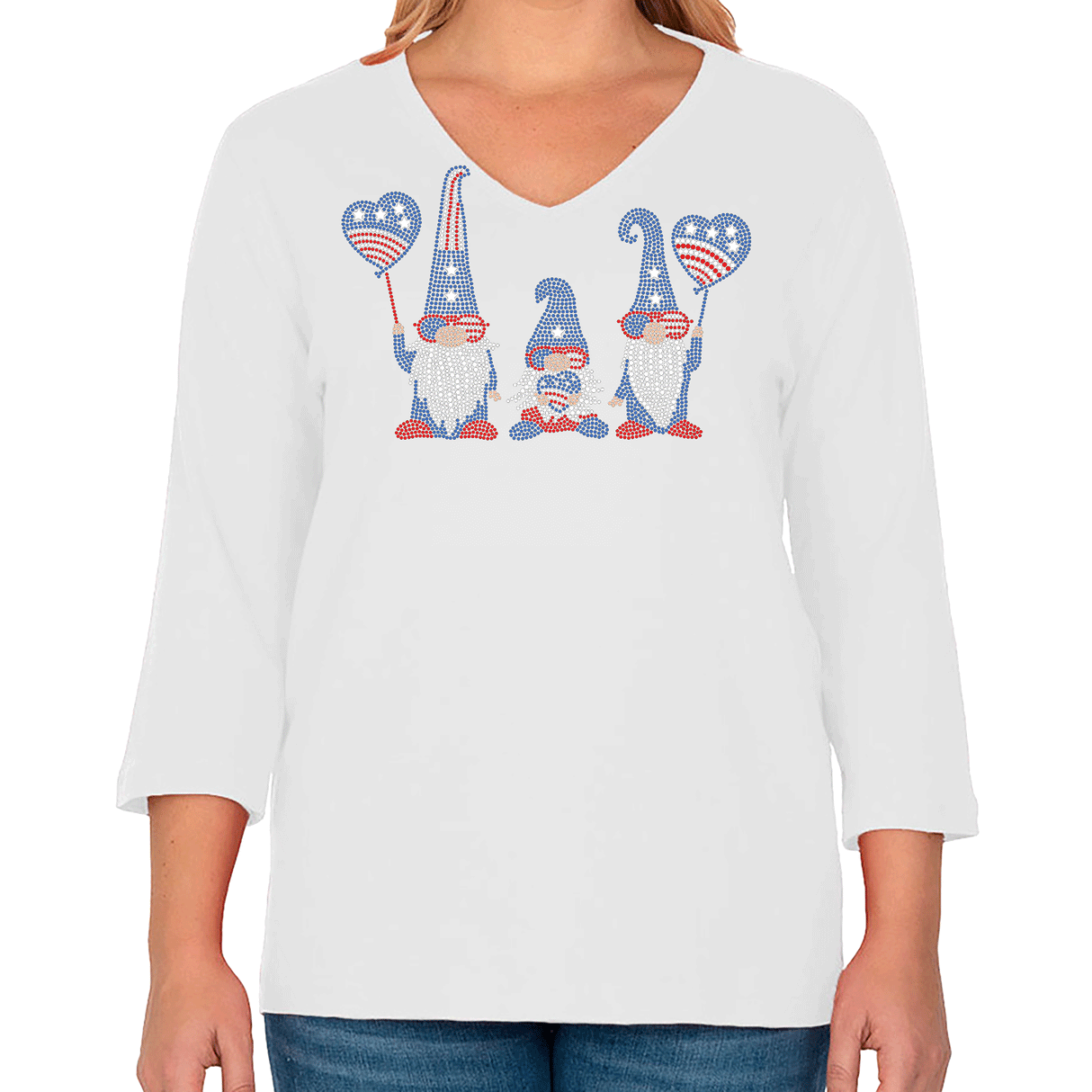 Americana Gnomes 3/4 V-Neck Shirt