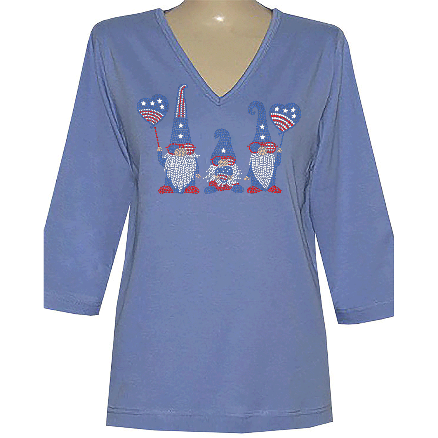 Americana Gnomes 3/4 V-Neck Shirt