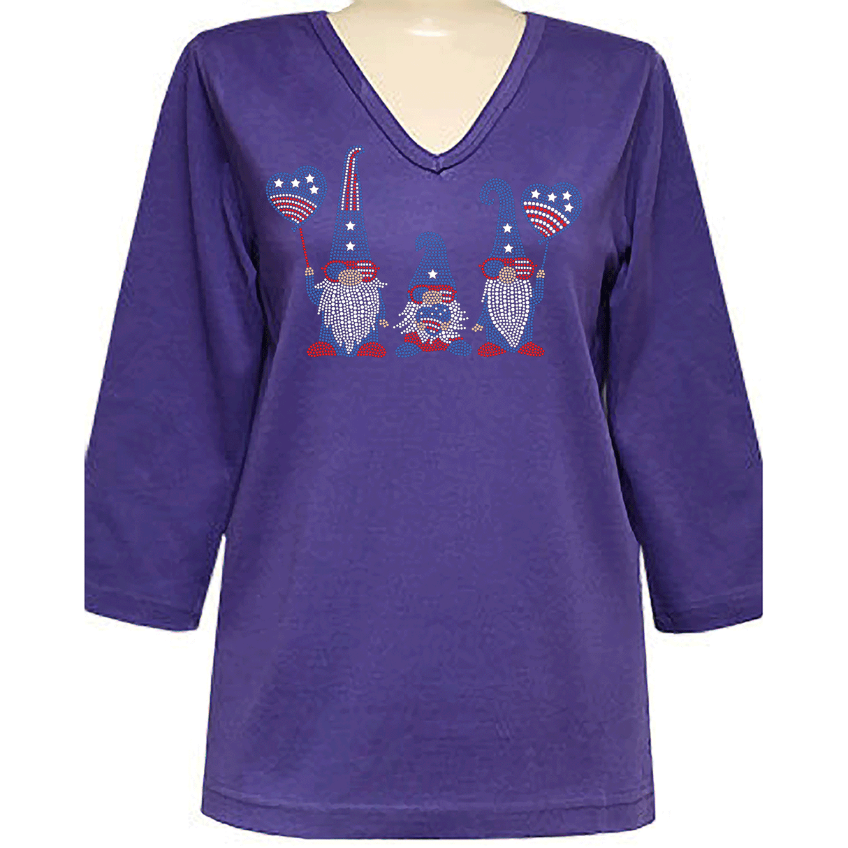 Americana Gnomes 3/4 V-Neck Shirt