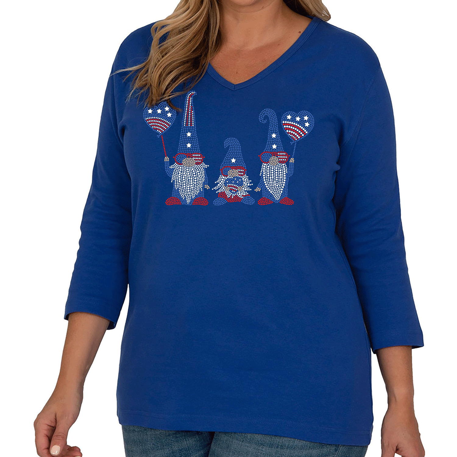 Americana Gnomes 3/4 V-Neck Shirt
