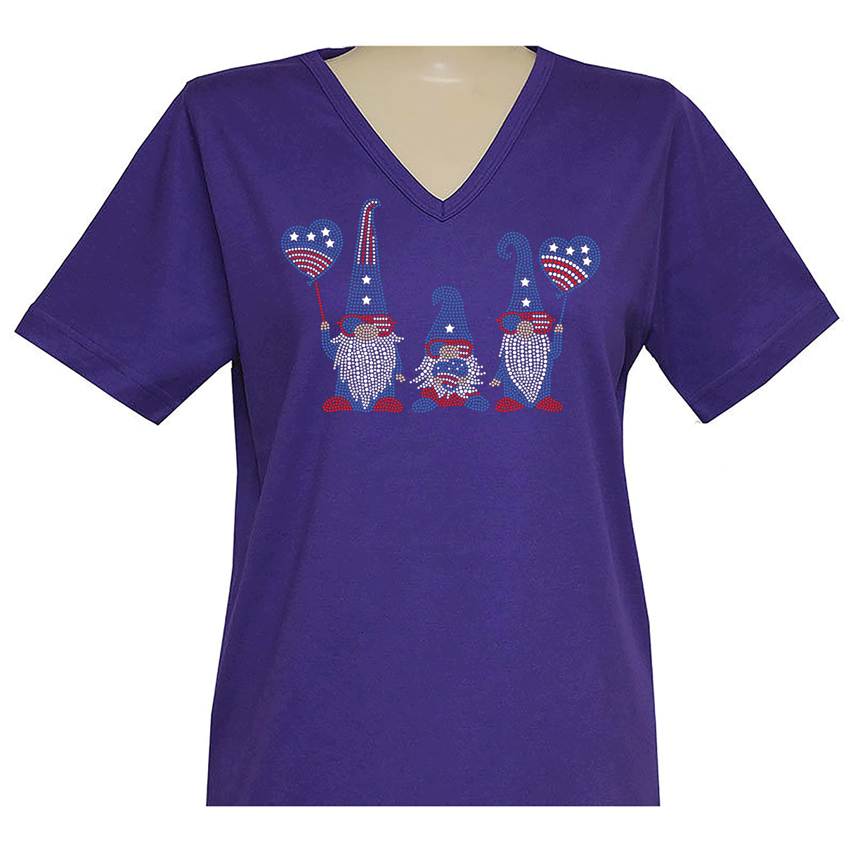 Americana Gnomes Short Sleeve V Neck