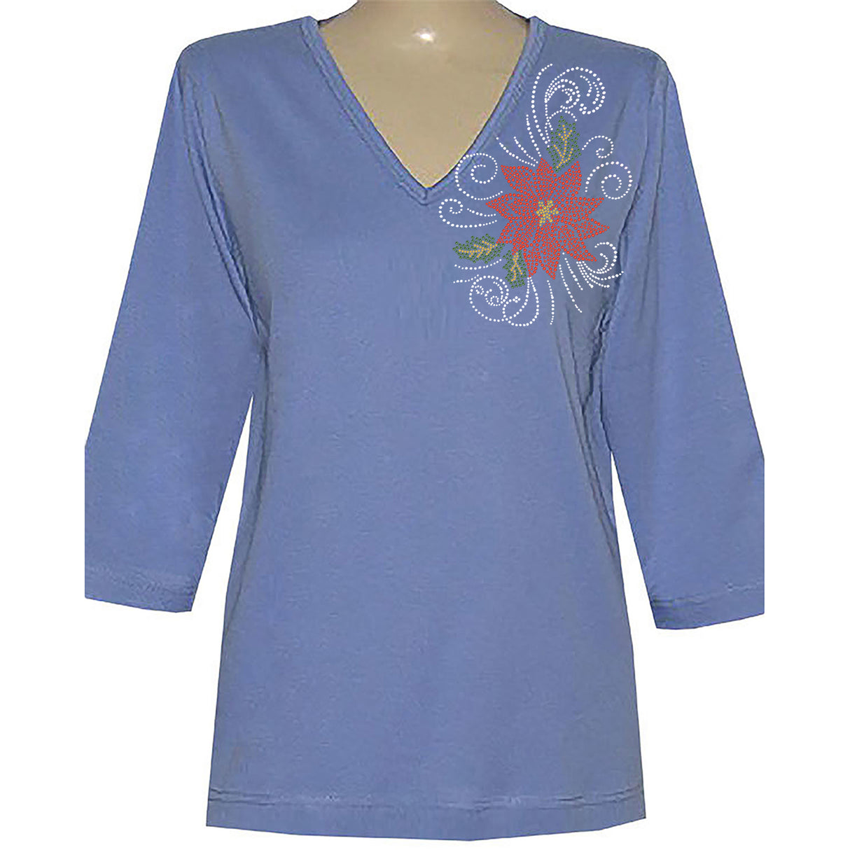 Poinsettia 3/4 V-Neck Classic