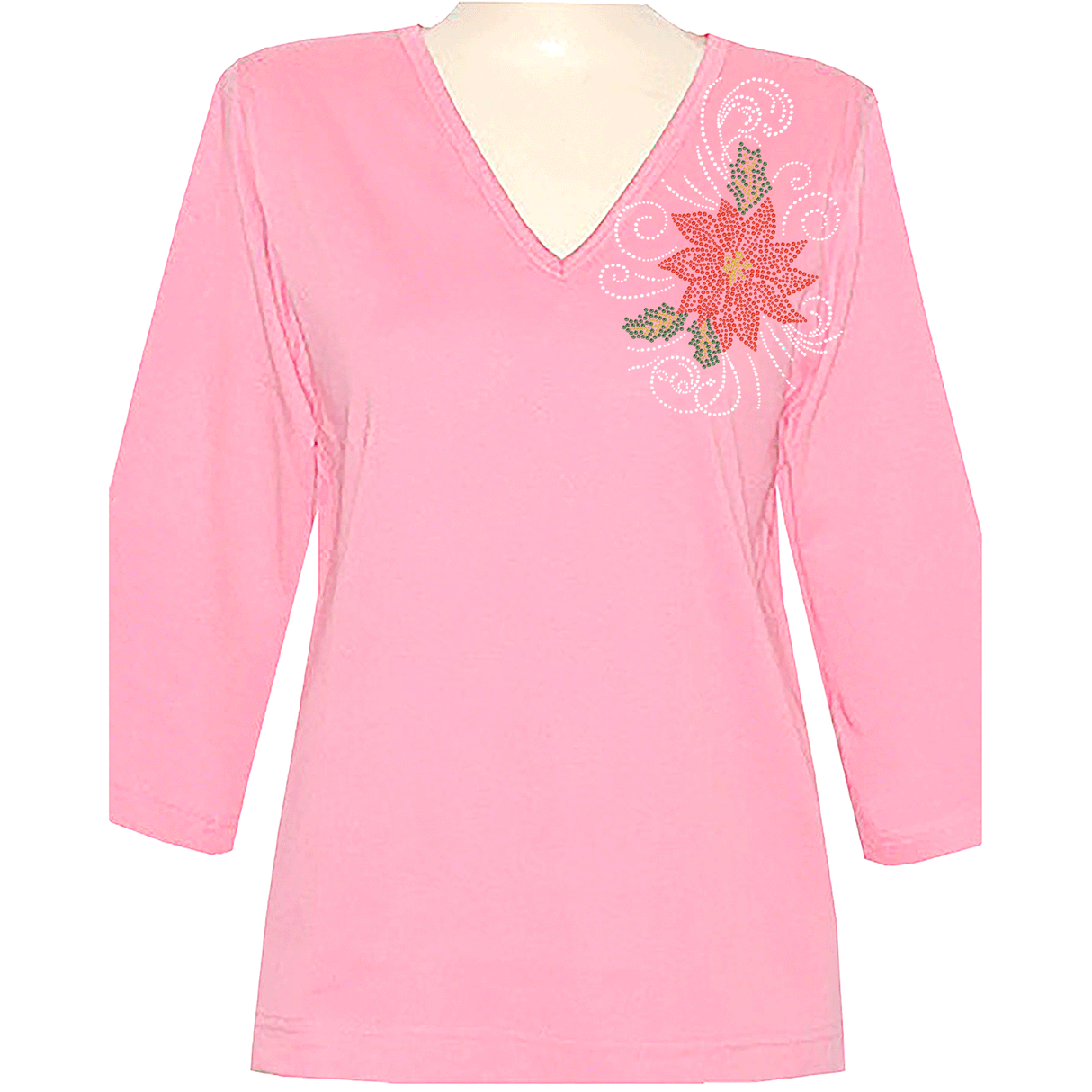 Poinsettia 3/4 V-Neck Classic