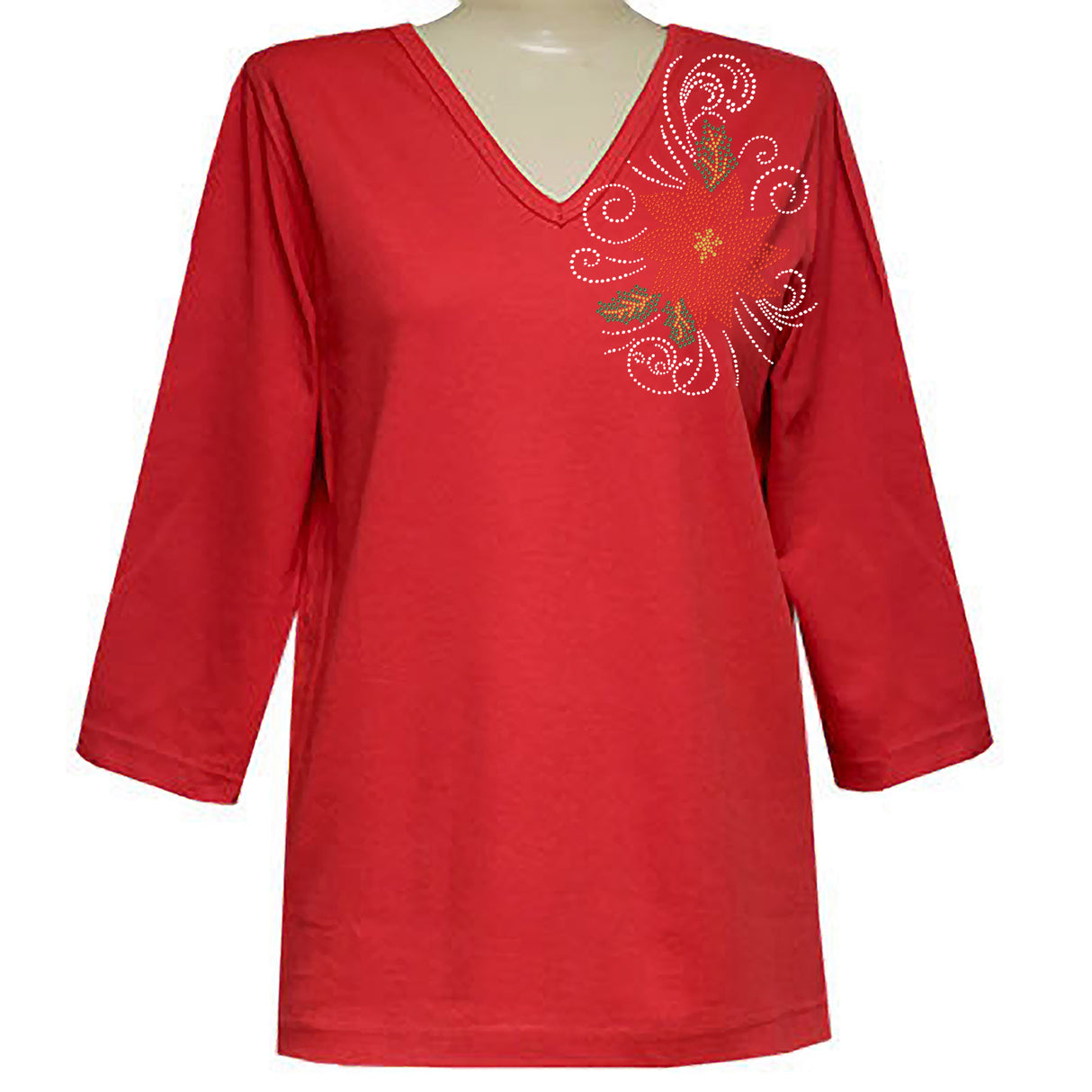 Poinsettia 3/4 V-Neck Classic