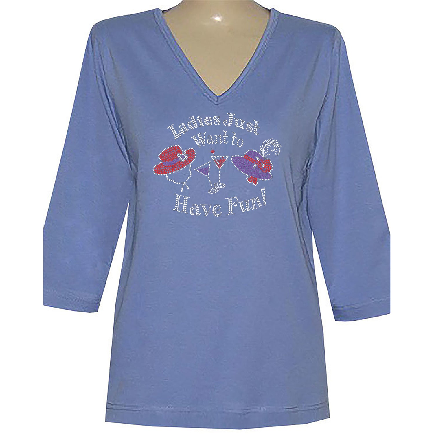 Ladies Just Want to Have Fun 3/4 V Neck Shirt