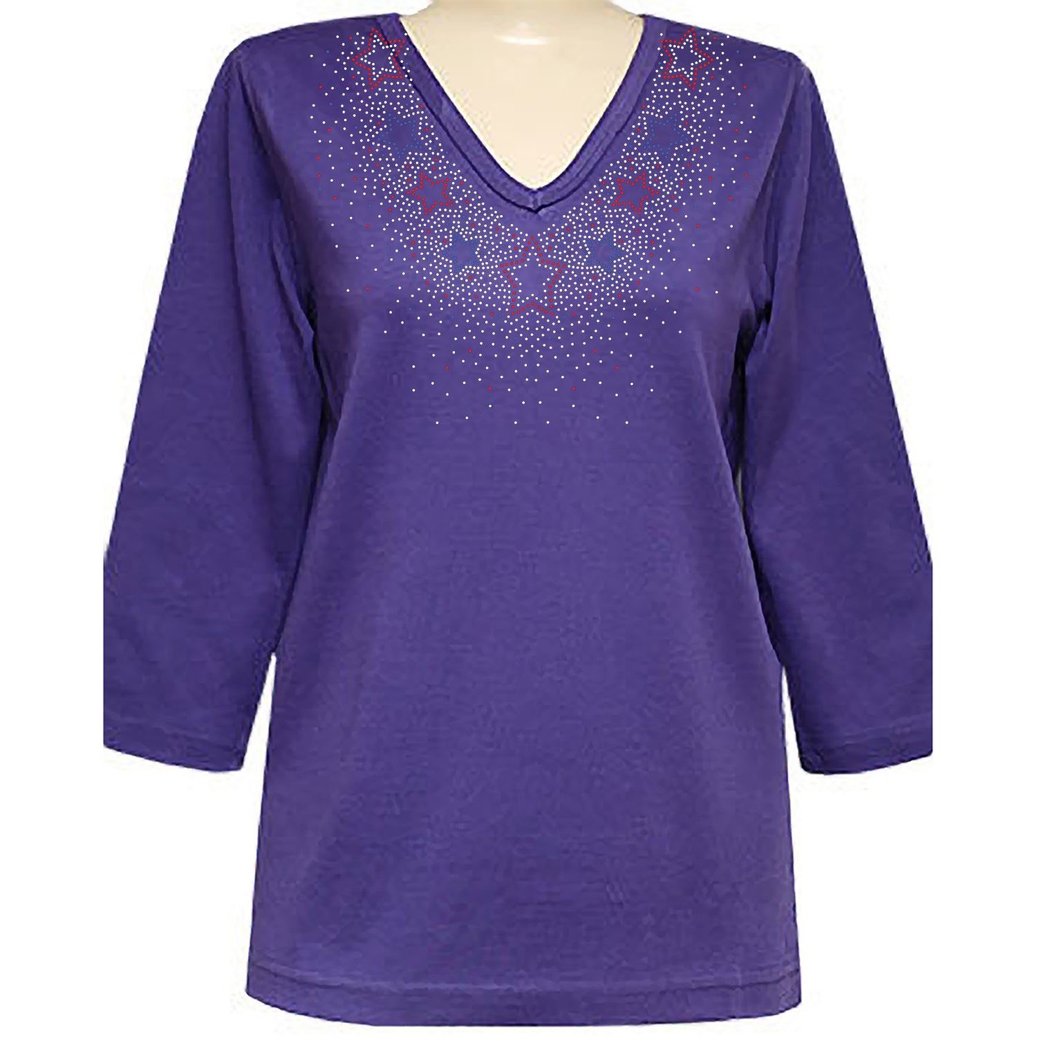 Americana Star Burst 3/4 V-Neck Shirt