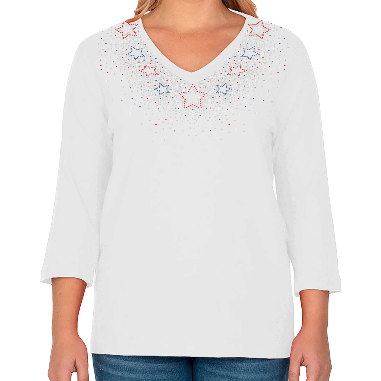 Americana Star Burst 3/4 V-Neck Shirt