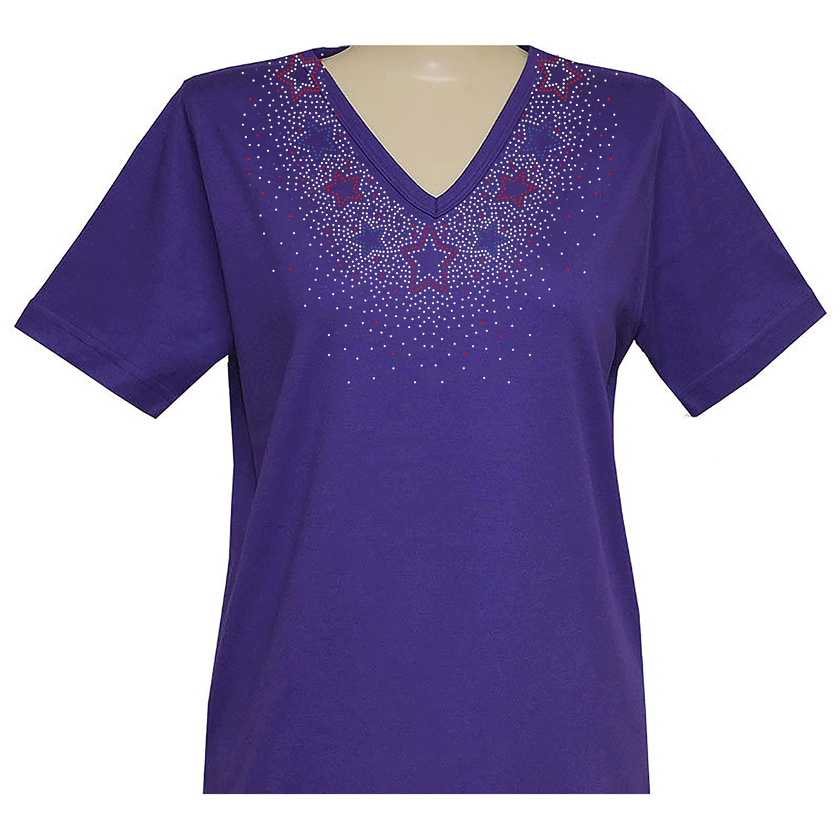 Americana Star Burst Short Sleeve V Neck