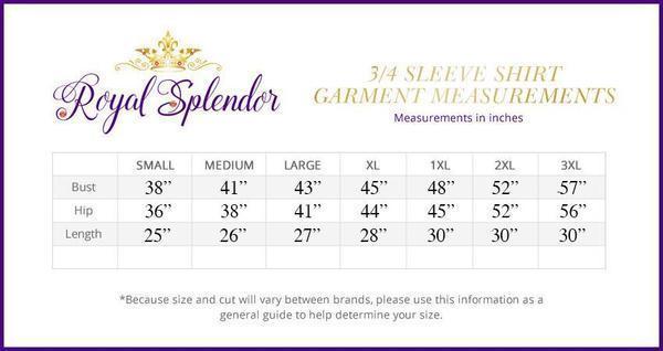 Blank 3/4 V-Neck Purple or Red Classic Shirt Apparel Las Olas International Fashion