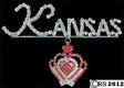 Kansas Rhnestone Pin w/Crown Rhinestone Pin Brooch Bling