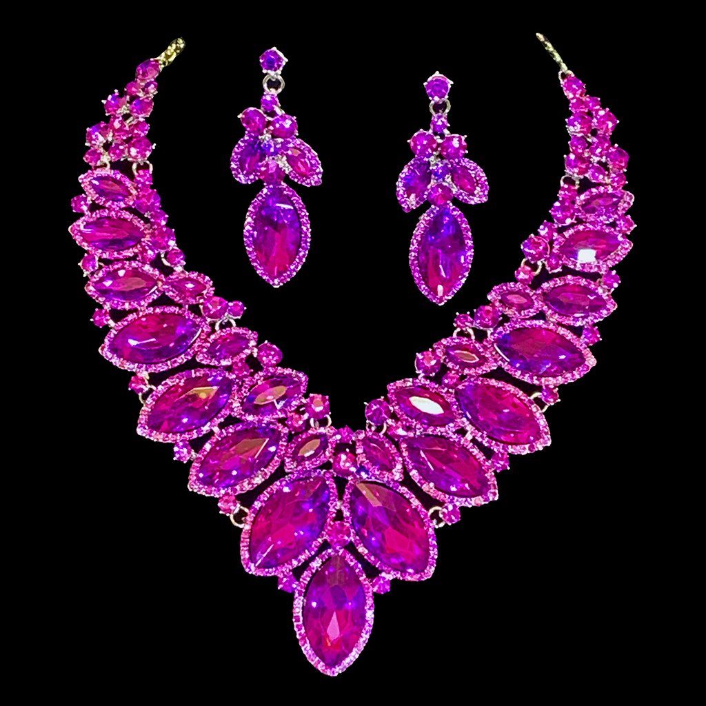Marian Rhinestone Necklace Set Jewelry REZO Culture Trading, INC. Purple