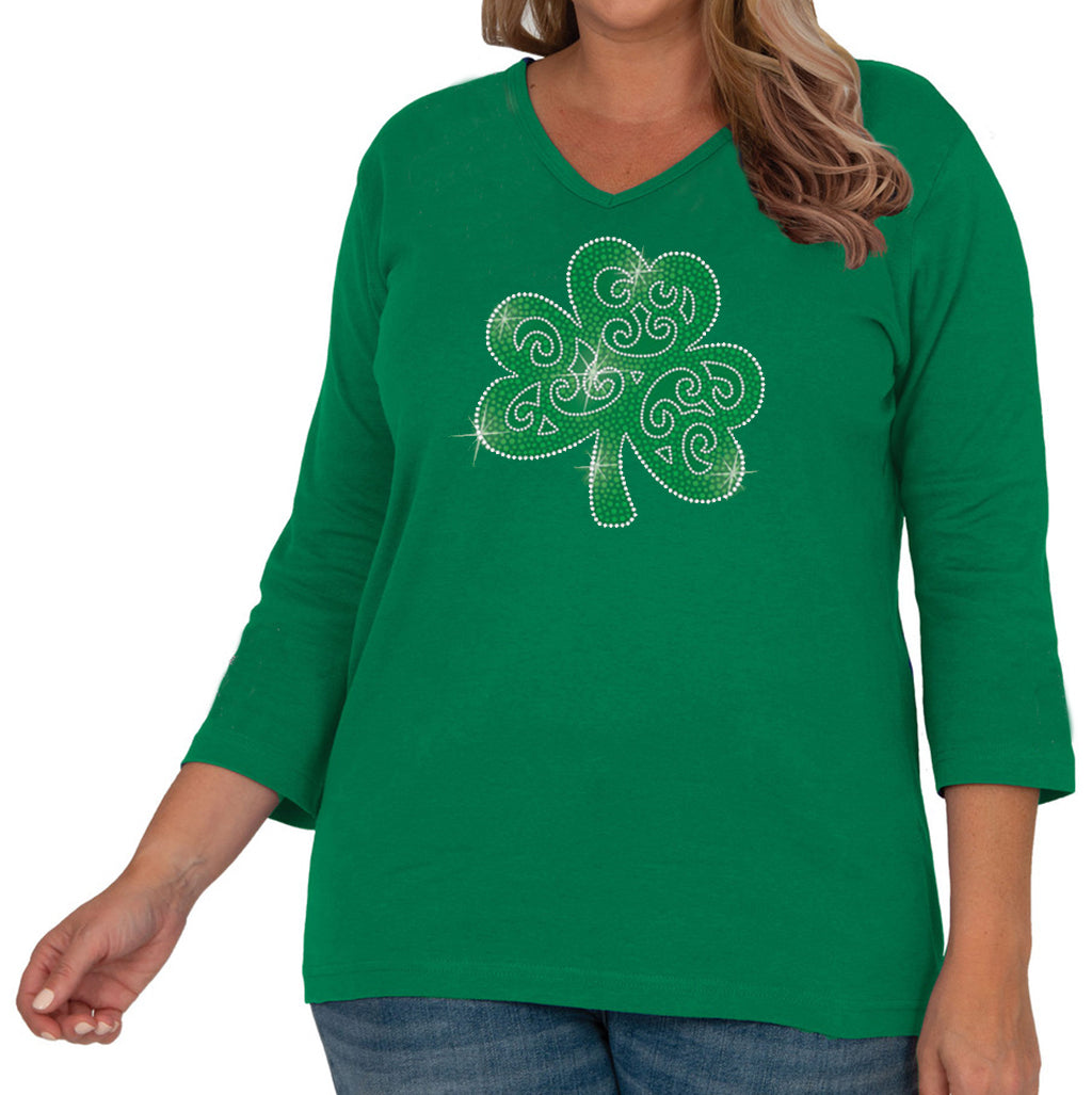 Shamrock St. Patricks 3/4 V-Neck Shirt