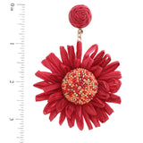 RAFFIA SEED BEAD FLOWER EARRING